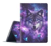 FGDRFGRW Étui pour iPad Air 11 (M3 2025/M2 2024), iPad Air 4/5ème 10,9" (2020/2022), support réglable, fonction veille/réveil automatique, coque de protection intégrale - Galaxy Wolf Butterfly