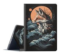 FGDRFGRW Étui pour iPad Pro 11" M4 (iPad 5e génération 2024), support réglable, fonction veille/réveil automatique, coque de protection intégrale - Renard lune vague