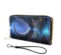 FGDRFGRW Portefeuille en cuir de grande capacité avec blocage RFID, pochette durable et lisse, portefeuille de voyage unisexe pour cartes, espèces et pièces de monnaie, 428-Fantasy Forest Night View