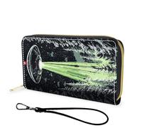 FGDRFGRW Portefeuille en cuir de grande capacité avec blocage RFID, pochette durable et lisse, portefeuille de voyage unisexe pour cartes, espèces et pièces de monnaie, 1120-UFO Forest, Wallet