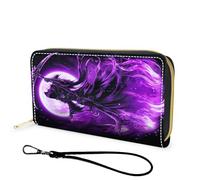 FGDRFGRW Portefeuille en cuir de grande capacité avec blocage RFID, pochette durable et lisse, portefeuille de voyage unisexe pour cartes, espèces et pièces de monnaie, 523-Purple Deadpool Skull