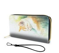 FGDRFGRW Portefeuille en cuir de grande capacité avec blocage RFID, pochette durable et lisse, portefeuille de voyage unisexe pour cartes, espèces et pièces de monnaie, 713-Chat blanc orange, Wallet