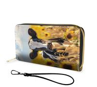 FGDRFGRW Portefeuille en cuir de grande capacité avec blocage RFID, pochette durable et lisse, portefeuille de voyage unisexe pour cartes, espèces et pièces de monnaie, 1177-Vache Tournesol, Wallet