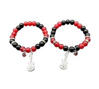 FGDTREE Bracelets uniques pour couple avec pendentif chauve-souris rose/guitare en forme de cœur - Bijoux élégants pour un usage quotidien et une activité de couple - Bracelets assortis pour couples