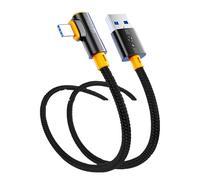FGDTREE Câble USB C tressé avec alimentation 240 W - Câble de données à angle droit - Convient pour divers appareils mobiles - Cordon de charge de jeu