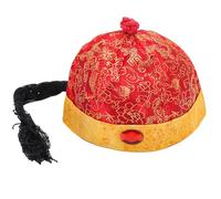FGDTREE Casquette brodée tressée pour garçons pour la photographie chapeau de propriétaire chapeau empereur en Chine dynasties chapeau oriental chinois casquettes avec queue de cheval fête cosplay