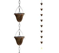 FGDTREE Chaîne de pluie décorative avec 5 tasses élégantes pour le jardin, la terrasse et le drainage du toit, 121,5 cm, motif pieds en métal