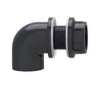 FGDTREE Connecteur de cloison d'aquarium en PVC pour carter 32 mm | Coude à 90 degrés avec rondelle d'étanchéité à corps fileté