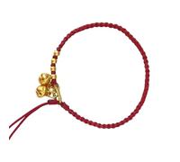 FGDTREE Cordon rouge fait main avec pendentif nœud porte-bonheur et clochettes pour bénédictions du Nouvel An et usage quotidien Style chinois Bracelet réglable tressé