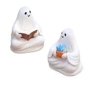 FGDTREE Figurines fantomatiques d'Halloween Pièces maîtresses Résines effrayantes lisant Statue fantomatique Décorations de jardin Halloween