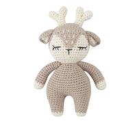 FGDTREE Jouet pour bébé fabriqué à la main en coton au crochet - Peluche mignonne - Super douce - Lavable en machine - Jouet tricoté pour nourrissons - Poupée de cerf au crochet pour bébé