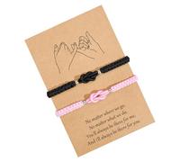 FGDTREE Nœud d'amour tressé pour couple - Cadeau romantique - Bijoux assortis - Rouge et noir, One Size, Comme décrit, Comme décrit.