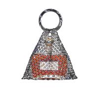 FGDTREE Pochettes à vin avec poignée en résine pour bouteille de champagne, sac à eau pour fête, accessoire de fête, sac cadeau en maille avec strass, Couronne de prunes Noir