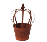 FGDTREE Pot de fleurs en métal en forme de couronnes avec base amovible pour balcons Rural Pot de fleurs en fer