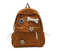 FGDTREE Sac à dos ergonomique en velours côtelé d'inspiration japonaise pour ordinateur portable pour un usage quotidien, marron