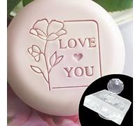 FGDTREE Tampon de savon en acrylique transparent fait à la main avec motif cœur rose fait à la main avec poignée