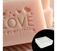 FGDTREE Tampon de savon en acrylique transparent fait à la main avec motif cœur rose fait à la main avec poignée