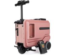 FgdVrelnor Valise Électrique Rideable pour Adultes,Capacité De 30 litres,Équipée d'un Moteur sans Balais,Porte-Gobelet,Idéale pour Les Voyages en Avion. Pink