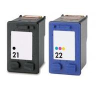 FGE Pack de 2 Cartouches d'encre compatibles pour HP 21 22 - Noir/Cyan/Magenta/Jaune