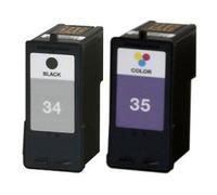 FGE Pack de 2 Cartouches d'encre compatibles pour LEXMARK 34 35 - Noir/Cyan/Magenta/Jaune
