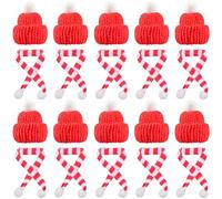 FGen Lot de 20 Mini Bonnets de Noël en Tricot - Écharpe et Décoration de Sapin - Bricolage
