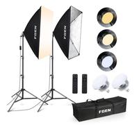 FGen Softbox 85W LED 2700-6400K, 3 préréglages Rapides: Chaud/Neutre/Froid | 2 Télécommandes Incluses. Luminosité 0-100% et K Réglables en Continu. 5500LM Plus Lumineux. 2x50x70 cm, Support 68-200cm.