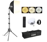 FGen Softbox 85W LED 2700-6400K avec 3 Modes: Froid/Neutre/Chaud, Léger | Télécommande Incluse. Luminosité 0-100% Réglable. Softbox 1x40x40cm, Câble 300cm, Trépied 150cm Réglable.