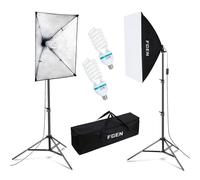 FGen Softbox Photo Studio Set, 2x50x70cm Lampe Photographie, Éclairage de Studio avec Culot E27, 2 Lampes 135W 5500K, Supports de Lumière Réglables 2M