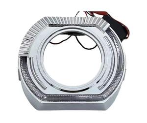 FGGHDR Phare Assemblage Phares De Voiture Compatibles Avec Guide De Lumière LED Version Sport 25/3 Pouces Double Optique Intégrée Modification Des Yeux D'ange Phares Avant(Blanc,Black cover 2.5 inch)