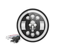 FGGHDR Phare De Moto Phare LED 5.75 Pouces Voiture Moto Feux Jour H4 Tête Mort Yeux D'ange Pour Jeep Pour Lada