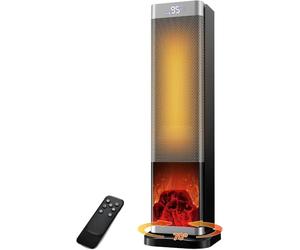 FGHB Chauffage d'Appoint,2000W Radiateur Electrique, Céramique, Télécommande,3 Modes,flamme 3D,70 ° oscillation,Protection contre Basculement/SurchauffeChauffage Rapide,la Maison,le Salon,le Bureau