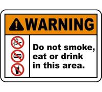 FGHFDHG Plaque en métal d'avertissement en étain avec inscription « Warning Do Not Smoke, Eat Or Drink in This Area » - Décoration murale pour maison, café, bar, 20,3 x 30,5 cm