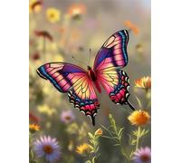 fghgbf Peinture Numero Adulte,Butterfly Daisy DIY Kits de Peinture au Numéro,Acrylique Peinture par Numéros avec Pinceaux Peinture Paint by Numbers pour Décoration Maison et Cadeau avec cadre,55x70cm
