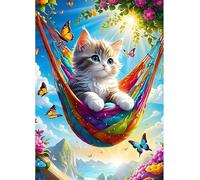 fghgbf Peinture Numero Adulte Kits,Balançoire pour chat Peinture par Numero,DIY Acrylique Kit de Peinture à l'huile sur Toile,avec Pinceaux Peinture par Numéro pour Décor Murale avec cadre,45x60cm