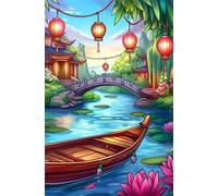 fghgbf Peinture Numero Adulte Kits,Bateau Lantern Lake Peinture par Numero,DIY Acrylique Kit de Peinture à l'huile sur Toile,avec Pinceaux Peinture par Numéro pour Décor Murale Sans Cadre,60x90cm