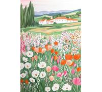 fghgbf Peinture Numero Adulte Kits,Champ de tulipes Peinture par Numero,DIY Acrylique Kit de Peinture à l'huile sur Toile,avec Pinceaux Peinture par Numéro pour Décor Murale avec cadre,45x60cm