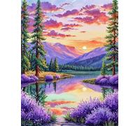 fghgbf Peinture Numero Adulte Kits,Lac Lavande Peinture par Numero,DIY Acrylique Kit de Peinture à l'huile sur Toile,avec Pinceaux Peinture par Numéro pour Décoration Murale avec cadre,45x60cm