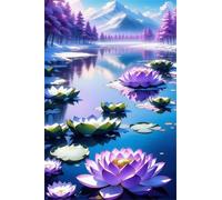 fghgbf Peinture Numero Adulte Kits,Mer de lotus violet Peinture par Numero,DIY Acrylique Kit de Peinture à l'huile sur Toile,avec Pinceaux Peinture par Numéro pour Décor Murale avec cadre,60x75cm