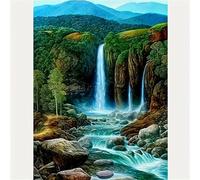 fghgbf Peinture Numero Adulte Kits,Nature Waterfall River Peinture par Numero,DIY Acrylique Kit de Peinture à l'huile sur Toile,avec Pinceaux Peinture par Numéro pour Décor Murale Sans Cadre,50x65cm