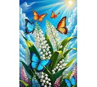fghgbf Peinture Numero Adulte Kits,Papillon du ciel Peinture par Numero,DIY Acrylique Kit de Peinture à l'huile sur Toile,avec Pinceaux Peinture par Numéro pour Décor Murale avec cadre,45x60cm