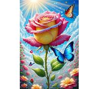 fghgbf Peinture Numero Adulte Kits,Papillon Rose du Ciel Peinture par Numero,DIY Acrylique Kit de Peinture à l'huile sur Toile,avec Pinceaux Peinture par Numéro pour Décor Murale avec cadre,45x60cm