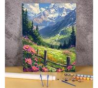 fghgbf Peinture Numero Adulte Kits,Prairies printanières Peinture par Numero,DIY Acrylique Kit de Peinture à l'huile sur Toile,avec Pinceaux Peinture par Numéro pour Décor Murale avec cadre,60x75cm