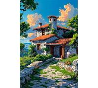fghgbf Peinture Numero Adulte Kits,Sentier côtier du Loft Peinture par Numero,DIY Acrylique Kit de Peinture à l'huile sur Toile,avec Pinceaux Peinture par Numéro pour Décor Murale avec cadre,45x60cm