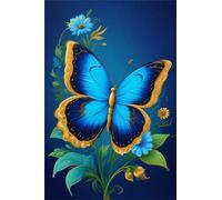 fghgbf Peinture Numero Adulte,Papillon bleu DIY Kits de Peinture au Numéro,Acrylique Peinture par Numéros avec Pinceaux Peinture Paint by Numbers pour Décoration Maison et Cadeau avec cadre,55x70cm