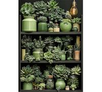 fghgbf Peinture Numero Adulte,Plantes vertes DIY Kits de Peinture au Numéro,Acrylique Peinture par Numéros avec Pinceaux Peinture Paint by Numbers pour Décoration Maison et Cadeau avec cadre,40x50cm