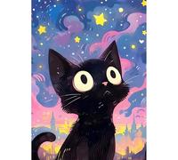 fghgbf Peinture Numero Adulte,Starry Sky Cat DIY Kits de Peinture au Numéro,Acrylique Peinture par Numéros avec Pinceaux Peinture Paint by Numbers pour Décoration Maison et Cadeau Sans Cadre,60x75cm