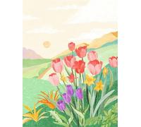 fghgbf Peinture Numero Adulte,Tulipe rose DIY Kits de Peinture au Numéro,Acrylique Peinture par Numéros avec Pinceaux Peinture Paint by Numbers pour Décoration Maison et Cadeau avec cadre,40x50cm