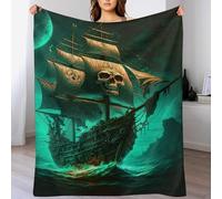 FGHJHGG Crâne Pirate Ship Couverture De Salon en Flannel Jeté De Lit comme Couvertures De Canapé De Lit 130×180cm