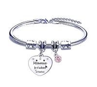 FGHJK Bracelet Fête des Grand-mères 'Je t'adore à l'infini' - Cadeau pour Mamie - Anniversaire et Noël