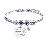 FGHJK Bracelet Marraine - Cadeau Fête des Mères - Bijoux Femme - La Meilleure Marraine du Monde - Je t'aime pour toujours - Baptême